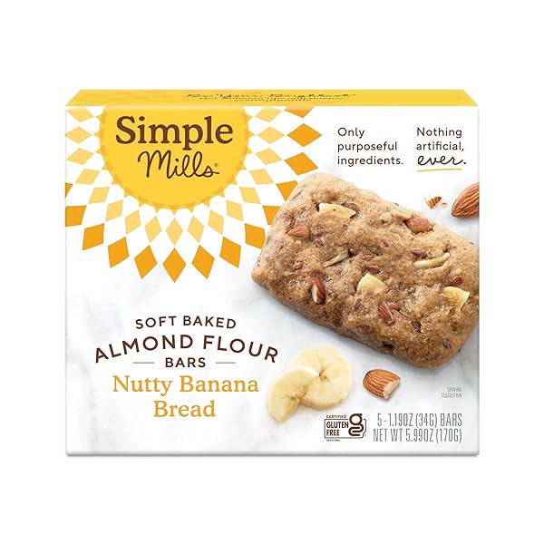 SIMPLE MILLS NUTTY BANANA BREAD SOFT BAKED ALMOND FLOUR BARS, 5.99 OZ