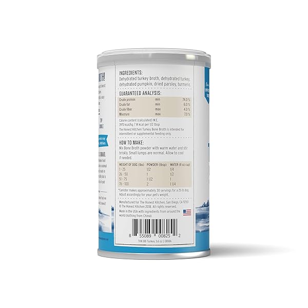 THE HONEST KITCHEN HUMAN GRADE DAILY BOOSTERS: INSTANT TURKEY BONE BROTH WITH TURMERIC, 3.6 OZ