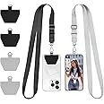 Doormoon Phone Strap Crossbody, Wrist Straps with Patch Cases Cell Phone Lanyards for Women Drop Protection Compatible with iPhone, Samsung, Google & Most Smartphones, 2 Pack, Black Grey