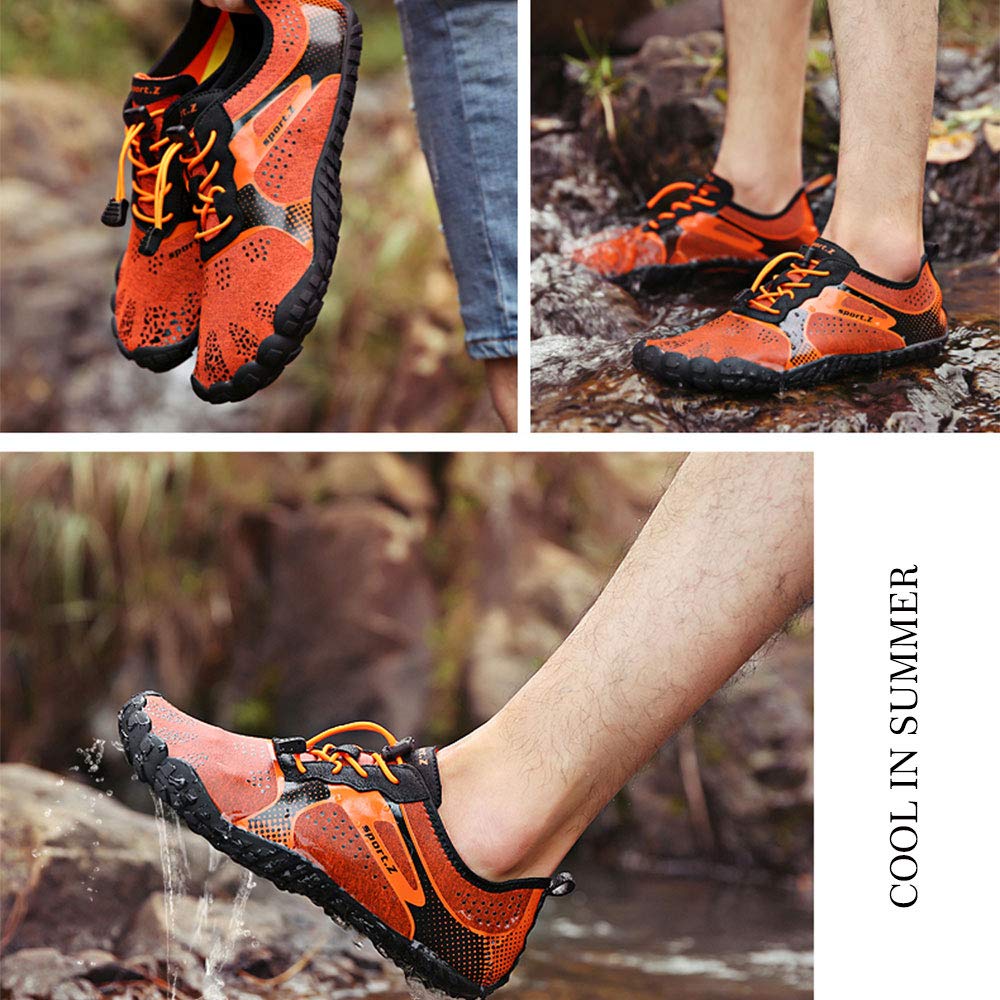 MARITONY Water Hiking Shoes for Men, Lightweight Quick Dry Barefoot Socks Water Aerobic Swim Shoes with Toes, Water Sneaker for Beach Diving Surf, 1901 OrangeRed 45