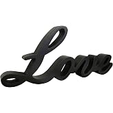 CVHOMEDECO. Black Wooden Words Sign Free Standing Love Desk/Shelf/Home Wall/Office Decoration Art, 10-1/4 x 4-1/2 x 1 Inch