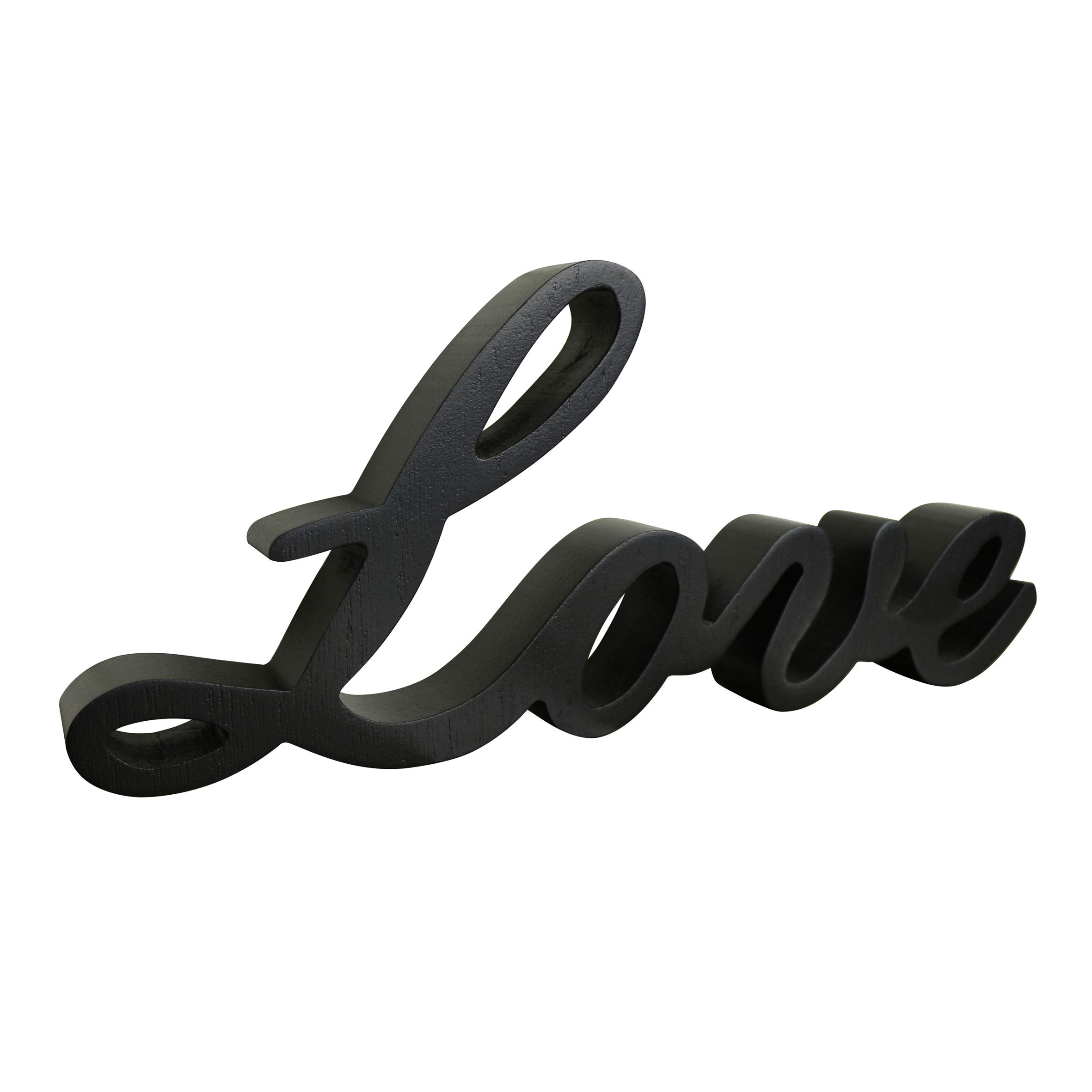 CVHOMEDECO. Black Wooden Words Sign Free Standing "Love" Desk/Shelf/Home Wall/Office Decoration Art, 10.25 x 4.5 x 1 Inch