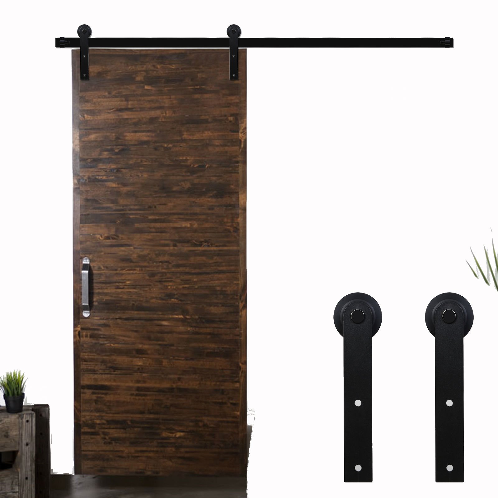 9FT/274cm Barn Door Kit Sliding Barn Door Hardware Sliding Door Rail Kit for Single Door/LWZH