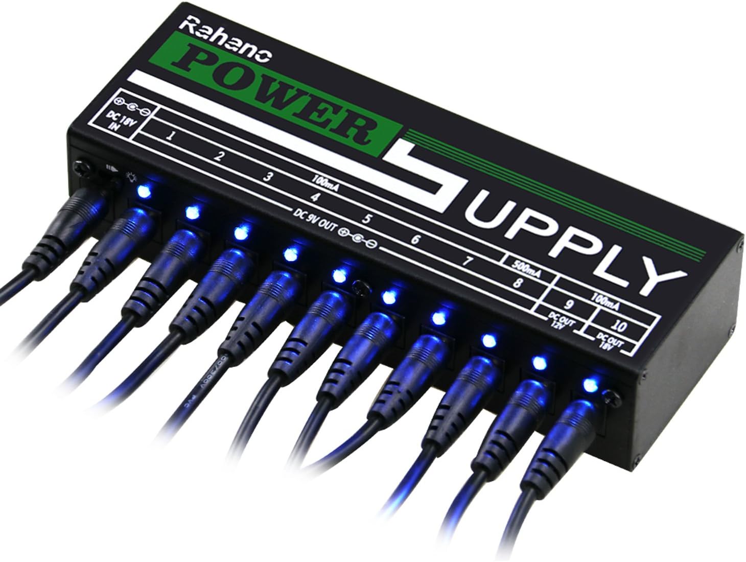 Rahano RS1 Guitar Pedal Board Power Supply, 10 Isolated