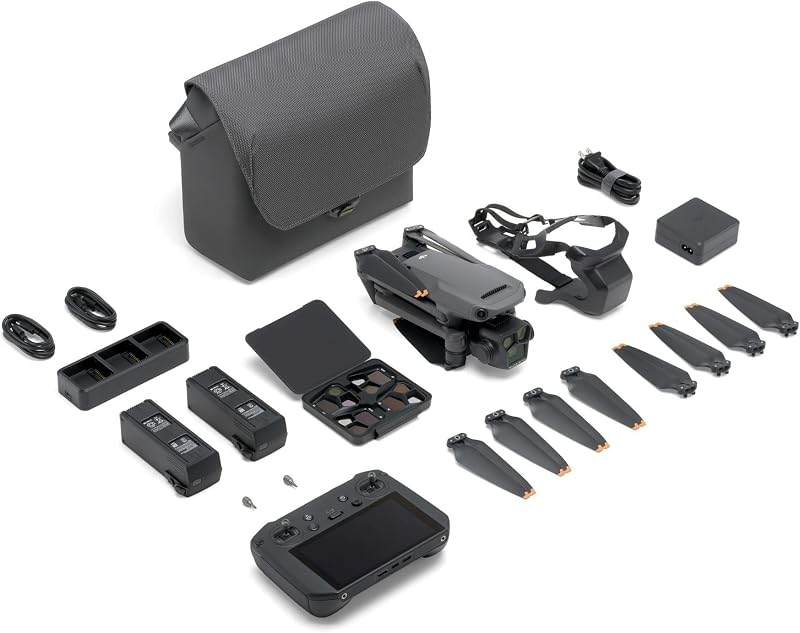 Bundle Mavic 3 Pro Fly More avec DJI RC Pro (écran haute luminosité), Caméra Hasselblad CMOS 4/3, Trois Batt. de Vol Intell, Station de recharge, Jeu de Filtres ND, Drone caméra pour adultes