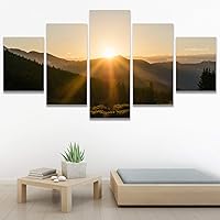 SIGNWIN 5 Panel Canvas Wall Art Setting in The Trees for Home Decorations Ready to Hang - 60