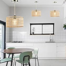 HOONEX Rattan Chandelier, Rattan Light Fixtures