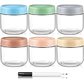 DRKIO 10 Oz Overnight Oats Containers with Lids - 6 Pack Glass Storage Jars with Airtight Lids Wide Mouth Mason Food Jars Great for Meal Prep Salad Chia Pudding Snacks Yogurt Sugar Spice Cereal