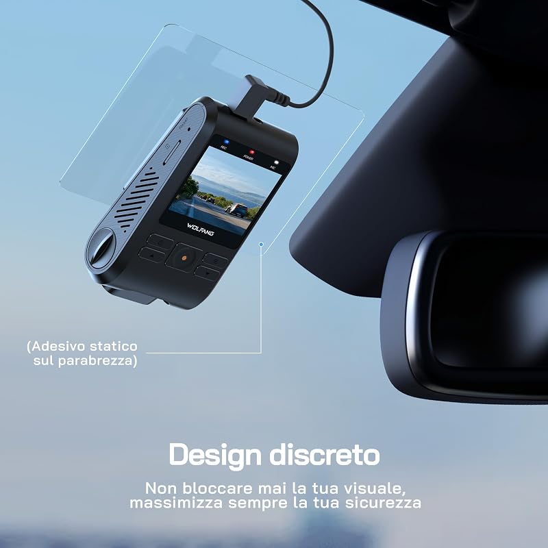 Dash Cam Auto 1440P, WiFi Dashcam per Auto, Telecamera Auto 170° Grandangolo, Visione Notturna,G-Sensor, WDR, Monitor di Parcheggio, Registrazione in Loop