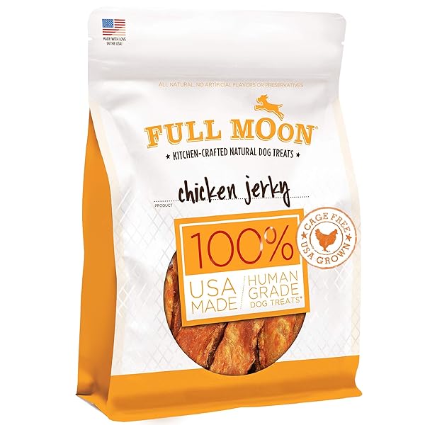 FULL MOON CHICKEN JERKY HEALTHY ALL NATURAL DOG TREATS HUMAN GRADE MADE IN USA GRAIN FREE, 1.5 POUND (PACK OF 1)