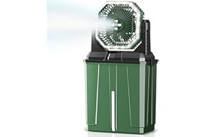 Coolice Camping Bucket Misting Fan 8L Water Tank, 24000mAh Outdoor Misting Fan with 2 Spray Modes & 3 Speeds, 3-speed LED lights Floor Cooling Fans, Portable Camping Fans for Garden, Patio, Worksite