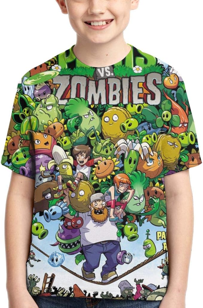 Lemonnnen Plants Vs. Zombies 3D Full Printed Boy TShirt Black Amazon