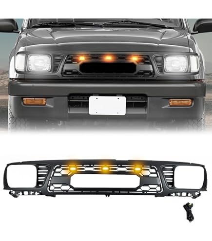 Black Metal Filler Panels Set Front Bumper Grille & Headlight Filler Trim Panel Set For Toyota Tacoma (2001-2004) - Direct Replacement Unbranded Black Metal Trim Set TO1089108 TO1088108 - Foto 5