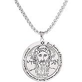 VASSAGO Stainless Steel First Pentacle of the Sun Pendant Necklace Key of Solomon Seal Round Charm Wide Chain Talisman Jewelry Men