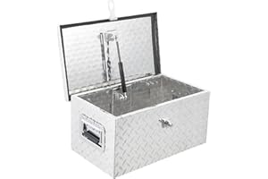 Garvee 20 Inch Aluminum Diamond Plate Tool Box With Lock and Keys, Heavy Duty Waterproof Truck Storage Organizer Chest for Pi