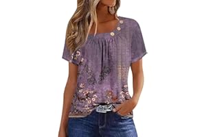 FQZWONG Deals of The Day Short Sleeve Shirts for Women Ladies Tops and Blouses Womens Summer Crew Neck Button Down Tshirts