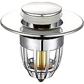 RegBogen Sink Drain Strainer, Pop Up Bathroom Sink Stopper Drain Hair Catcher with Anti-Clogging Filter Basket, Stainless Steel Silver 1 pcs