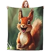 Cute Squirrel Blanket Gifts for Women Kids Squirrel Lovers, Animal Squirrel Themed Throw Blankets, Soft Cozy Lightweight Plush Throws for Living Room Sofa Couch Home Decor 50x60in
