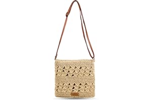 Women Summer Straw Bag Small Beach Crossbody Bag Boho Handmade Woven Shoulder Handbags Purse for Holiday Travel Shopping