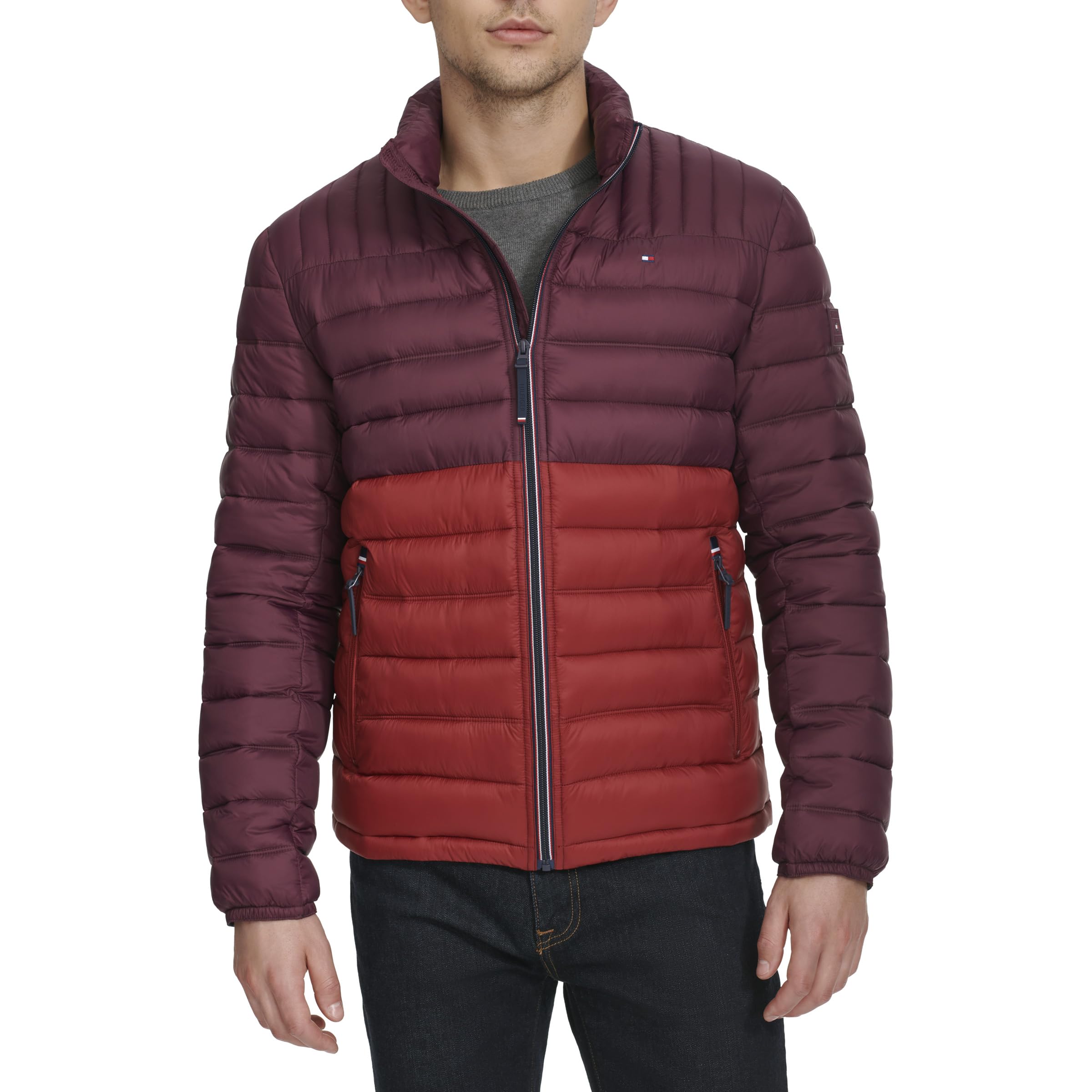 Tommy Hilfiger Men's Ultra Loft Lightweight Packable Puffer Jacket (Standard and Big & Tall), Wine Combo, X-Large Image