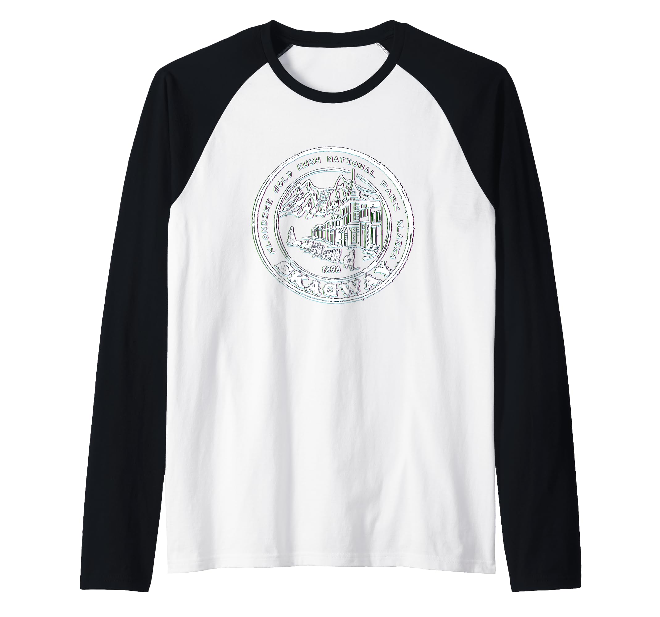 Skagway Alaska Klondike Gold-Rush National Park Souvenir Raglan Baseball Tee