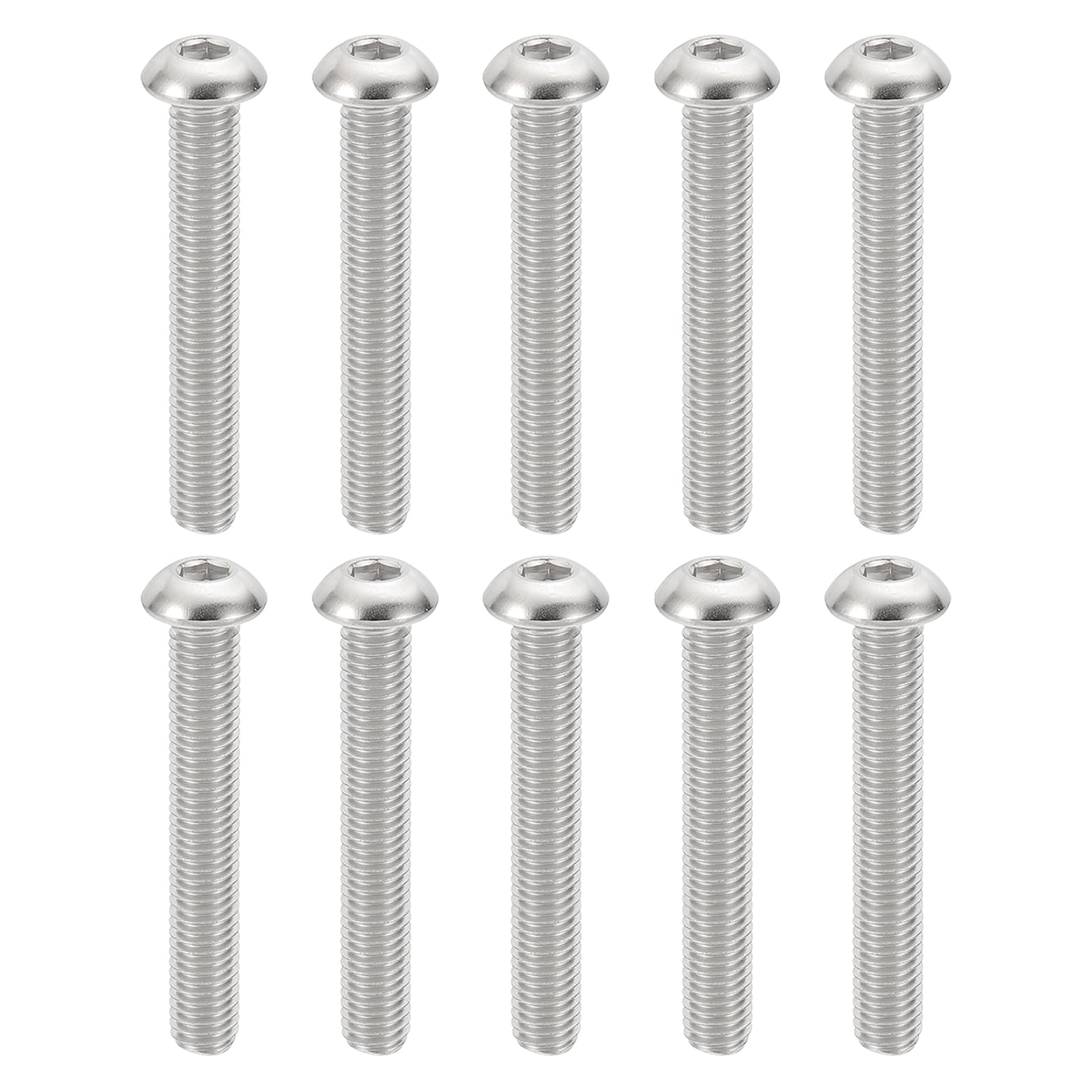 PATIKIL M8-1.25x50mm Button Head Socket Cap Screws, 10 Pcs 304 Stainless Steel 18-8 Hex Socket Cap Screw Bolts Allen Hex Drive Full Machine Thread