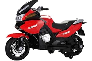 TOBBI 12V Kids Ride On Electric Motorcycle, Toddler Dirt Bike Training Wheels, Battery Powered Motorbike for Kids with LED Lights/Music/USB/Pedal, Ideal Gift for Children Boys Girls-Red