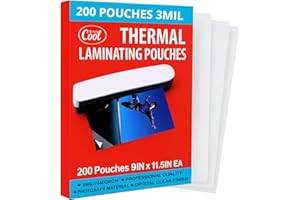 SIMPLY COOL 3MIL Thermal Laminating Sheets (200 Count) 9x11.5 inch, Letter Size, Dry-Erase Friendly Laminate Pouches, Compatible with Laminator Machine, Crystal Clear Laminated Finish