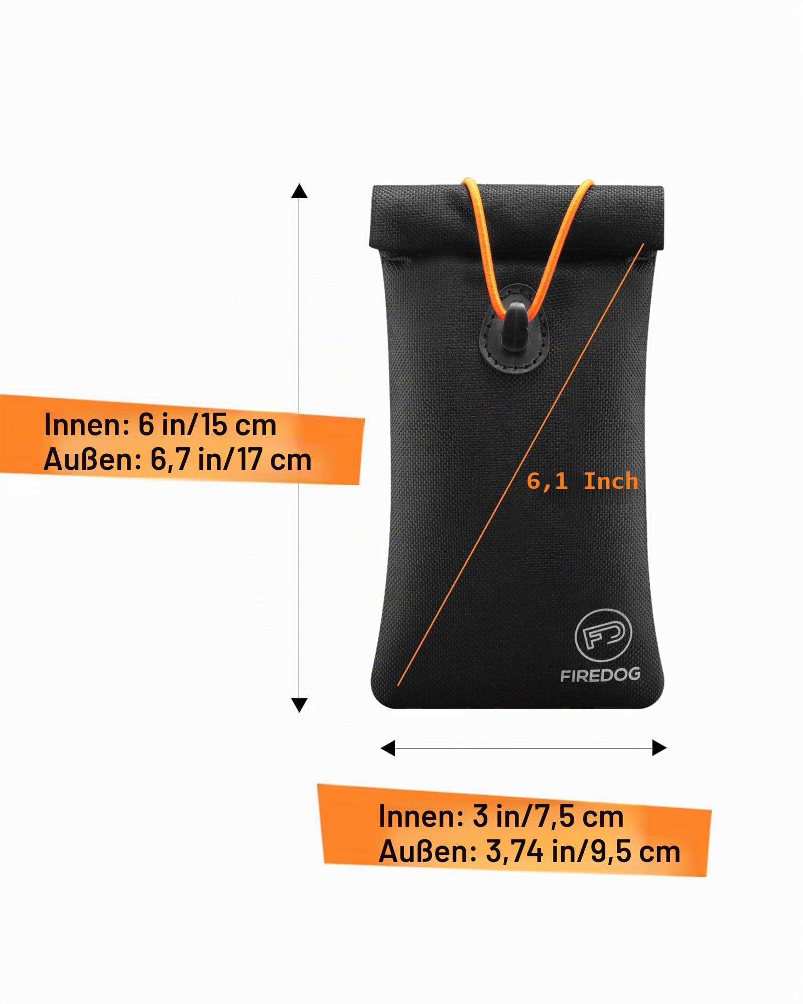 FIREDOG Faraday Tasche für Autoschlüssel und Handy, Schlüsselsignalblockiertasche, Anti-Diebstahl-Autoschutz, Handy-WLAN/GSM/LTE/NFC/RFID/Keyless Entry Fob Signal Blocking Bag (schwarz), Medium 8