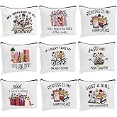 JEFBFBWE 8 Pcs Book Makeup Bag Set，Book Cosmetic Bag with Zipper Pouch for Teen Adult Women Gifts for Books Lover and Club A Perfect Blend of Style and Functionality(Book)