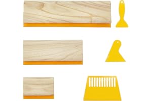 ZLY 6 PCS 6 Sizes Screen Printing Squeegee,3 Sizes 75 Durometer Wooden Ink Scraper for Screen Printing Fabric (3.93, 9.84, 13.77 inch),3 Sizes Plastic Ink Scraper (3.74, 3.93, 4.92 inch)