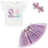 Viworld Toddler Baby Girls Floral Tutu Skirt Set Wild Two Short Sleeve 3Pcs Outfits with Headband