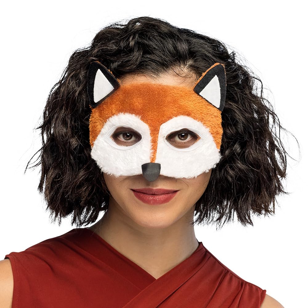 Boland 56720 Plush Half Mask Fox One Size Brown White and Black Face Mask Animal Mask Fur Mask Accessory Costume Fancy Dress Halloween