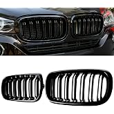 BILLDIO F15 F16 Grille, Front Kidney Grille ABS Double Slats Gloss Black | Compatible With BMW X5 F15 X6 F16 2014-2018, Sporty Style Grille Upgrade, No-Drill Clip-On Install 2Pcs