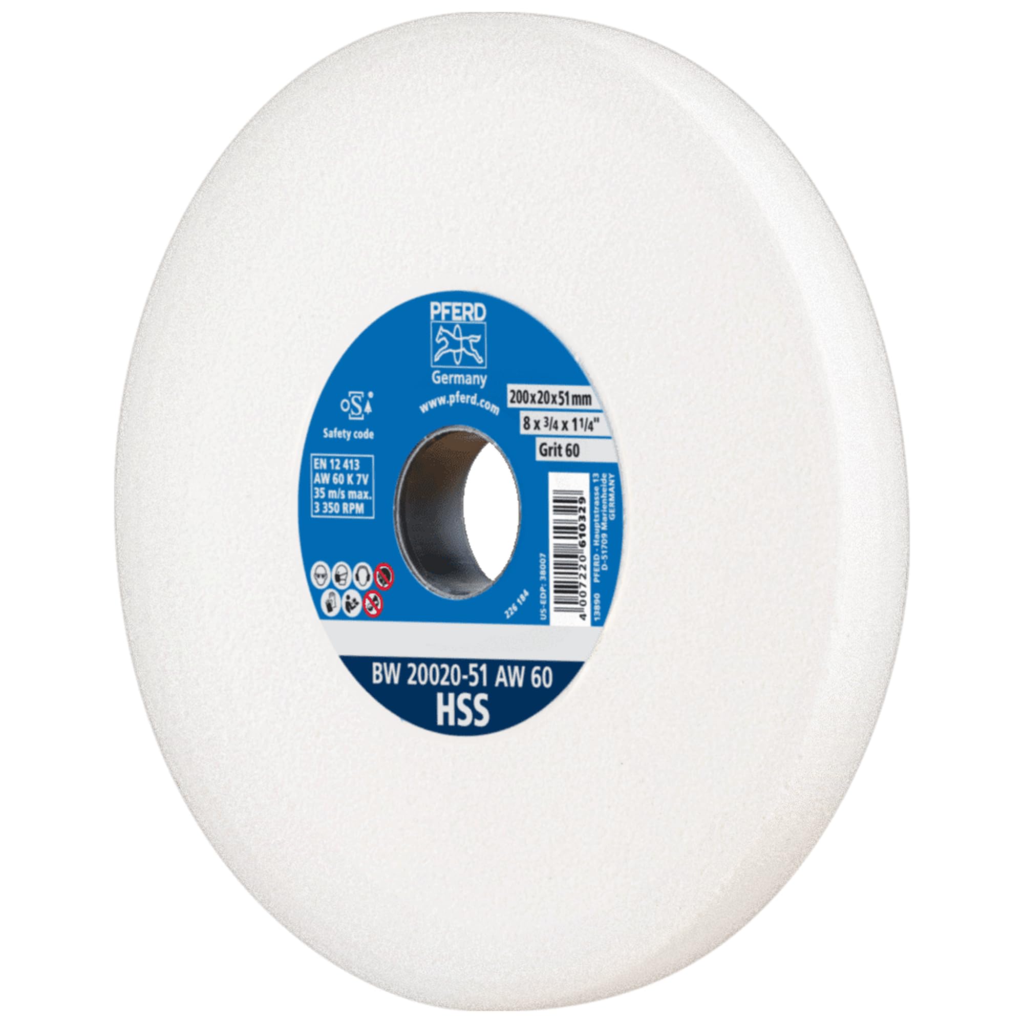 PFERD 39008437 HSS Sanding Disc 200 x 20 x 32 A60 Medium Hard Sanding Disc for Sharpening HSS Drills, with Reducing Sleeves (25/20/16 mm)