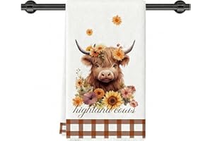 Kitchen Towels 16x24 Inch,Absorbent Cotton Hand Towels for Bathroom,Cute Animal & Funny Word Design,Gift for Moms Home Decor,