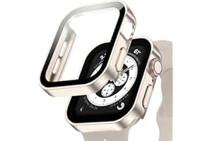 Singiuzoo Hard PC Case Compatible with Apple Watch 45mm 44mm 41mm 40mm Series 8/7/6/5/4/SE with Tempered Glass Screen Protect