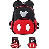 Cute Mini Backpacks, Red Cartoon Bag, Mouse Ears Bowknot Travel Daypack
