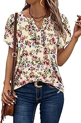 KISSMODA Women's Tunic Tops Casual V Neck Short