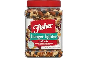 Fisher Snack Hunger Fighter Bulk Trail Mix, 38 oz (Pack of 1), Peanuts, Almonds, Dried Sweetened Cranberries and Soy Nuts, Snacks for Adults and Kids, Dried Fruit, Healthy Snacks for Adults