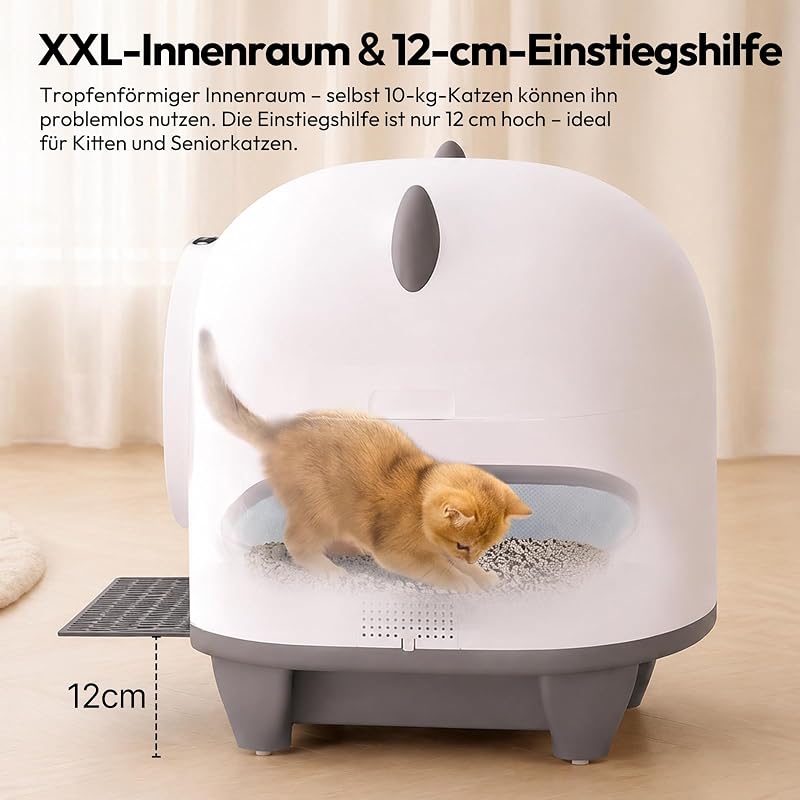 Automatisches Katzenklo 90L, App-Steuerung, Sicherheitssensoren