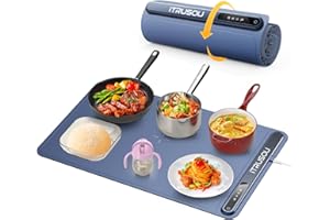 iTRUSOU Electric Warming Tray - Full Surface Heating,Rollable & Portable,Premium Silicone Nano-Material,3 Temperature Settings,Auto Shut-Off -Versatile Food Warmer for Gatherings,Parties,Everyday Use