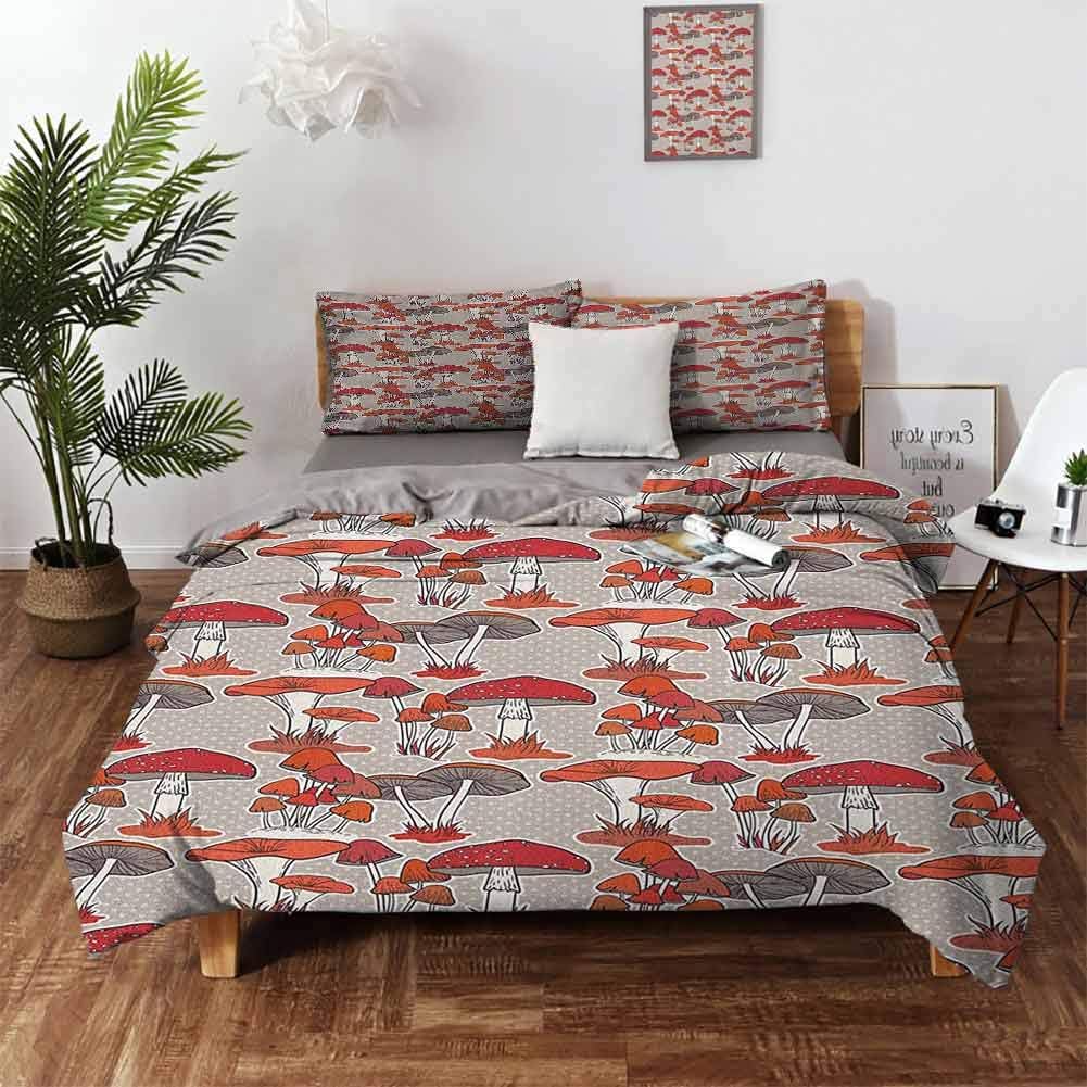Amazon.com: Mushroom Duvet Cover Set with Zipper Closure 3 Pieces Queen ...