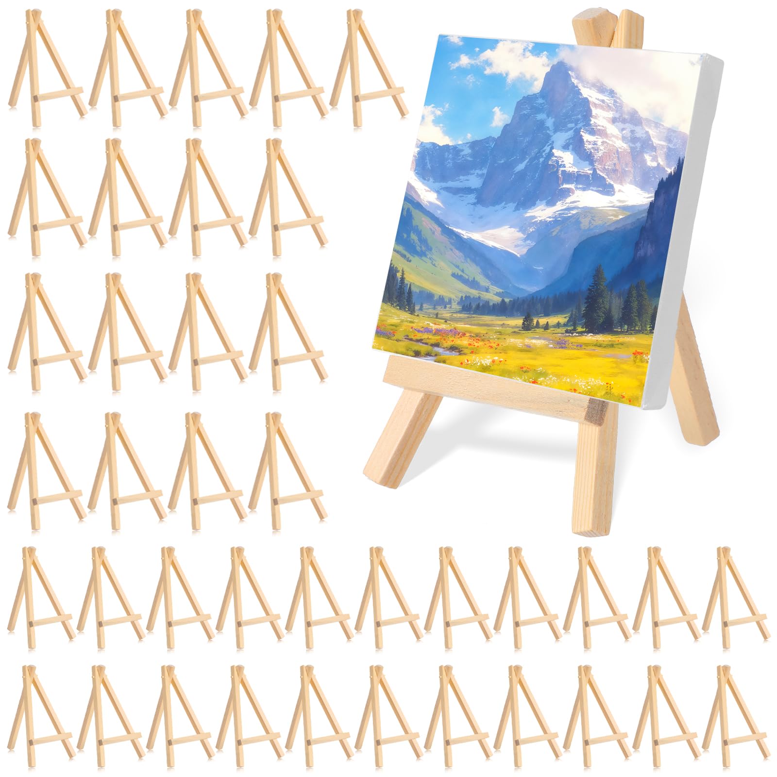 Photo 1 of 40 Pack 6 Inch Mini Wood Display Easel, Easel Display Stand Art Craft Painting Easels Artist Tabletop Holder Photos Mini Displaying Tripod for Displaying Small Canvases, Business Cards, Photos