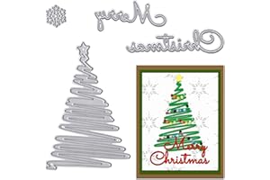 Threetols Metal Christmas Tree Cutting Dies, Christmas Words Die Cuts Stencils Snowflake Metal Dies for Card Making Paper Crafting Scrapbooking and DIY Craft Album Paper Card Christmas Decor