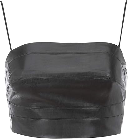 black leather bralette