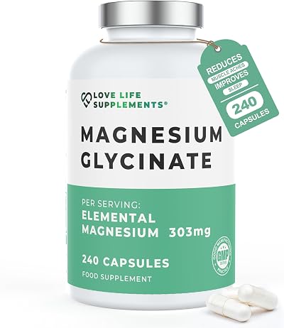 Love Life Supplements Pure Magnesium Glycinate 240 Capsules 300mg UK