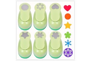 UCEC 6PCS Paper Punch, 1 Inch Craft Single Hole Punch Shapes, Star Heart Flower Circle Hole Puncher for Decoration Scrapbooki