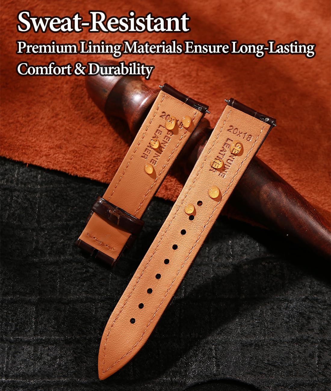 REZERO Leather Watch Bands for Men, Quick Release Watch Straps, Luxury Italian Alligator Grain Embossed Band Replacements 19mm 20mm 21mm 22mm
