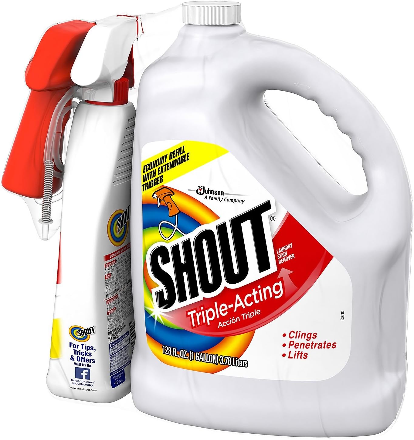 Shout Stain Remover with Extendable Trigger Hose -128 Oz + 22 Oz. (1): Health & Personal Care
